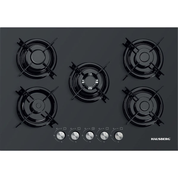 Plita incorporabila Hausberg HB-565NG Negru Gaz 5 arzatoare