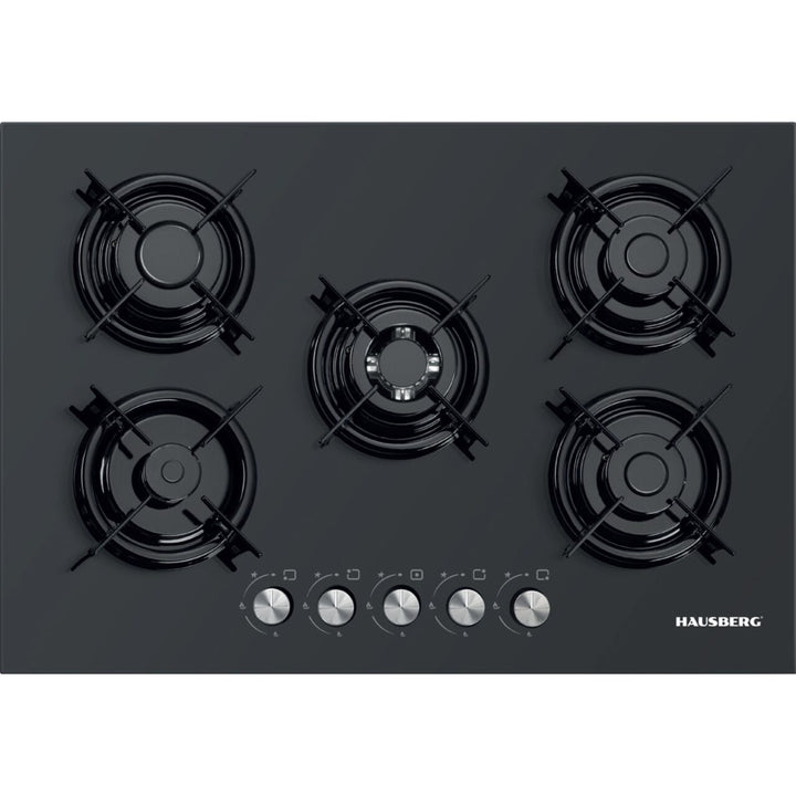 Plita incorporabila Hausberg HB-565NG Negru Gaz 5 arzatoare