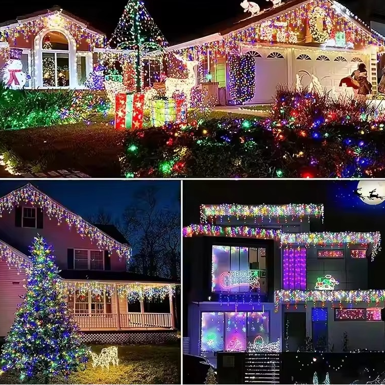 PROMO 1 + 1 Instalatie - Franjuri cu LED-uri Tip Turturi 12 metri - diverse culori