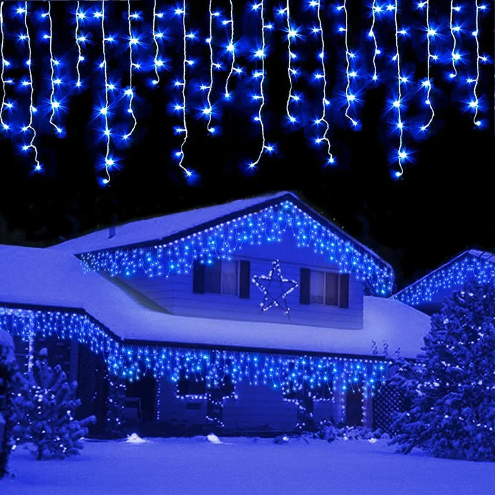 PROMO 1 + 1 Instalatie - Franjuri cu LED-uri Tip Turturi 12 metri - diverse culori - Albastru