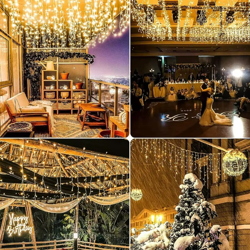 PROMO 1 + 1 Instalatie - Franjuri cu LED-uri Tip Turturi 12 metri - diverse culori