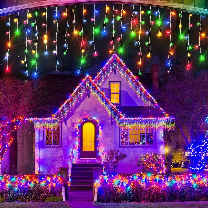 Set 2 x Instalatie pentru Craciun - Franjuri cu LED-uri Tip Turturi 12 metri - multicolora