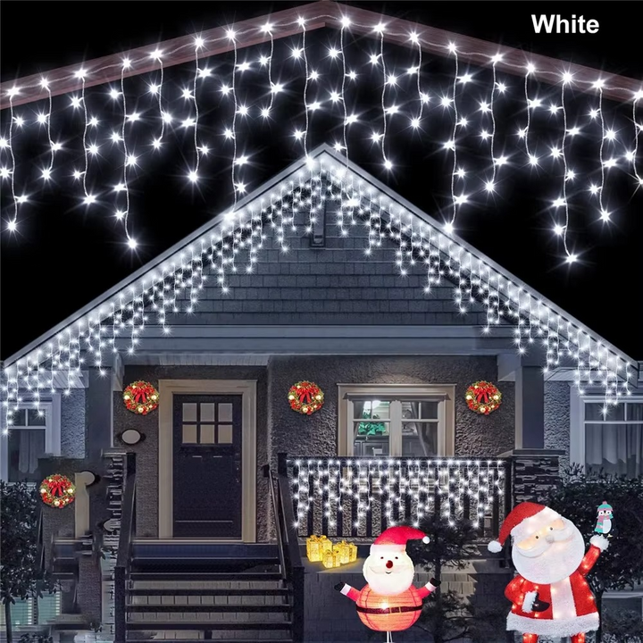 PROMO 1 + 1 Instalatie - Franjuri cu LED-uri Tip Turturi 12 metri - diverse culori - Alb Rece