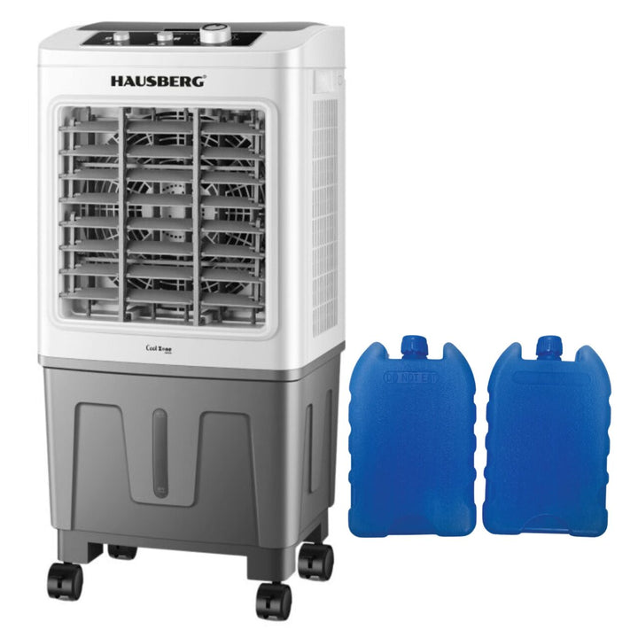 Racitor de aer portabil Hausberg HB-5961AB 75W rezervor 20L 3 viteze control mecanic 2 cutii gheata alb