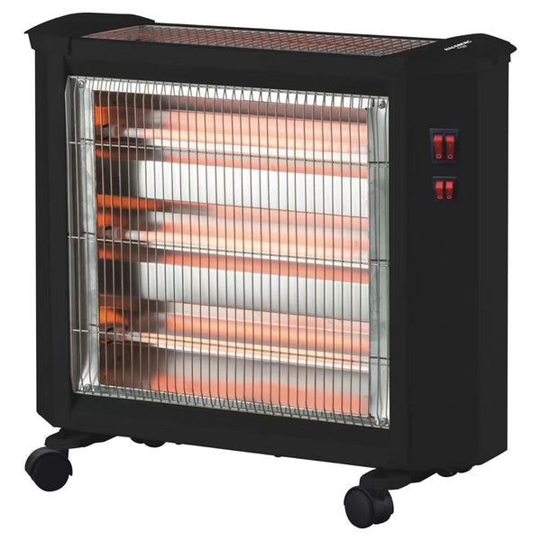 Radiator electric quartz Hausberg HB-8800 1600W 4 tuburi quartz 4 trepte putere protectie impotriva rasturnarii Negru