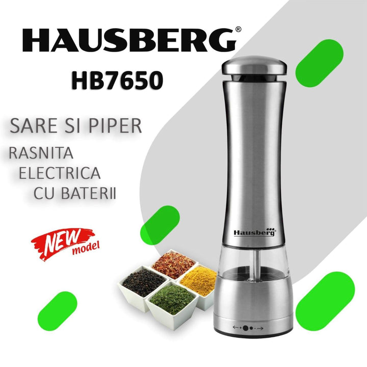 Rasnita sare/piper Hausberg HB-H7650 Electrica corp din inox 22 cm