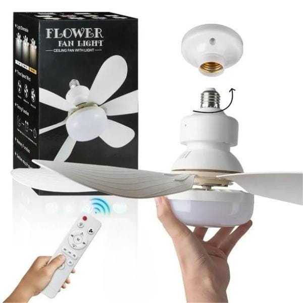 Ventilator cu lumină LED cu design elegant, ideal pentru spații moderne și confortabile