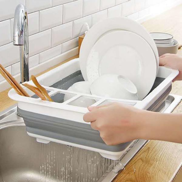 Uscator de Vase Pliabil din Silicon Moale cu Strecuratoare si Spatiu de Depozitare Economiseste Spatiu Organizator