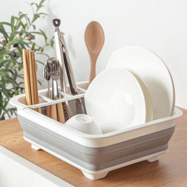 Uscator de Vase Pliabil din Silicon Moale cu Strecuratoare si Spatiu de Depozitare Economiseste Spatiu Organizator