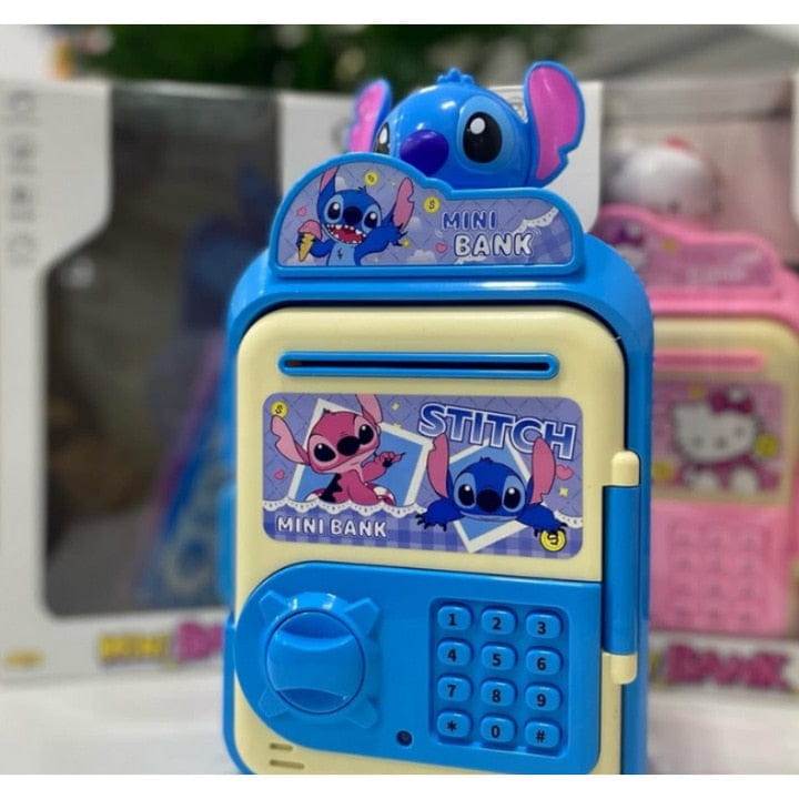 Pusculita Interactiva Pentru Copii Model cu Stitch Fanta Pentru Bancnote Sunete Distractive Plastic Rezistent
