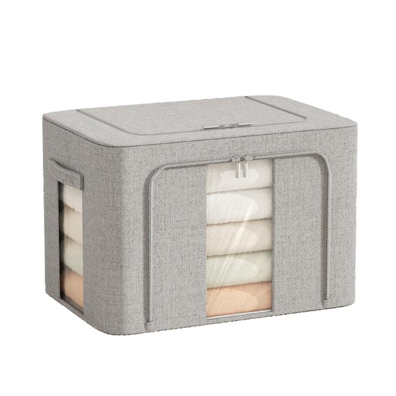 Set 3 x Cutie Pliabila cu Fermoar si Fereastra pentru Depozitare 24L + 66L + 100L Gri