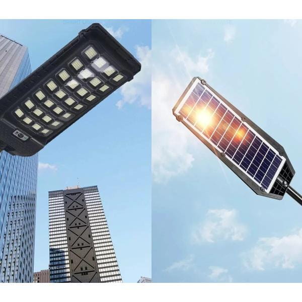 Imagine cu două tipuri de lămpi solare stradale LED cu senzor de mișcare și telecomandă, iluminare puternică