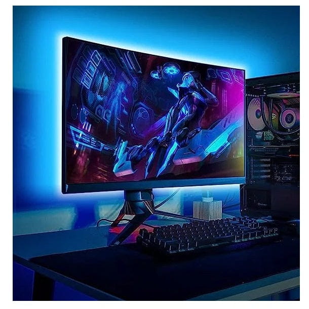 Monitor de gaming cu backlighting Banda Led RGB 2 Metri, adaptare USB și telecomanda inclusa
