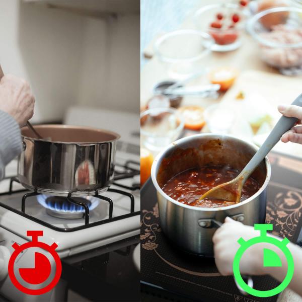 Imaginea arată două plite ceramice profesionale cu control tactil și comanda digitala.