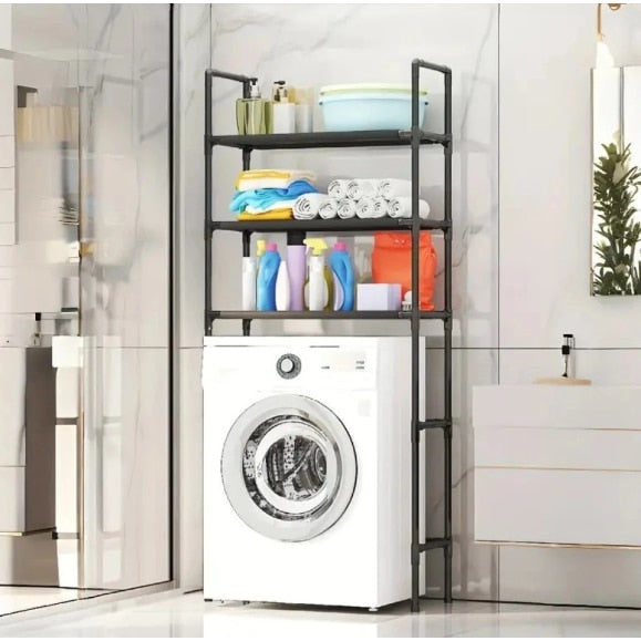 Raft Organizator Baie pentru Masina de Spalat 3 Etaje Structura Metalica Intarita Suport Depozitare Perete