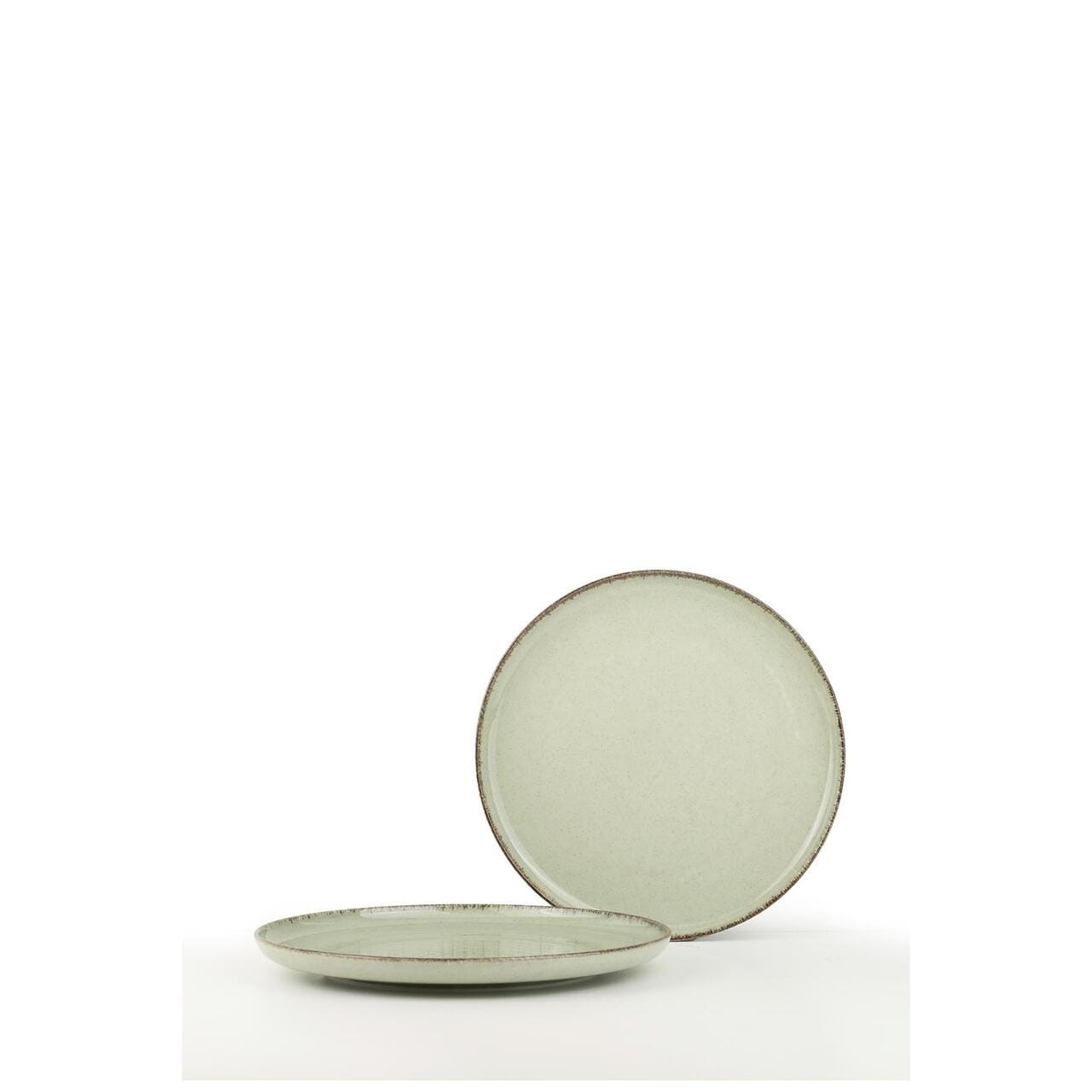 Tăvi rotunde din porselen moderna Kutahya Porselen verde cu margini închise