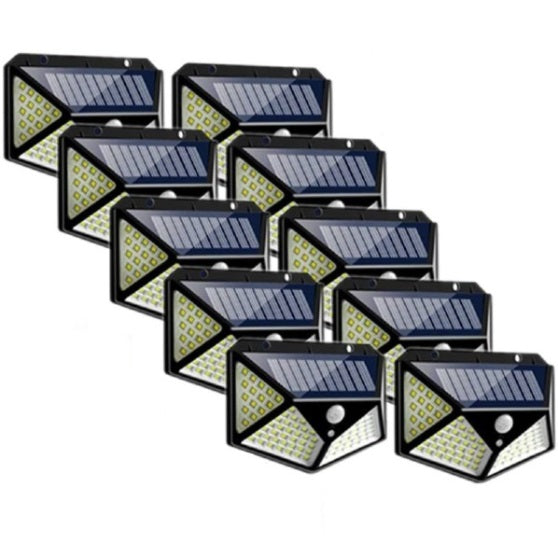 Set 10 x Lampa 100 LED cu panou solar senzor de miscare