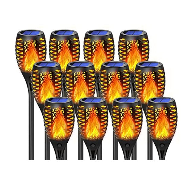 Set 12 x Lampa solara tip torta cu efect flacara 51.5 cm - Articole Iluminat