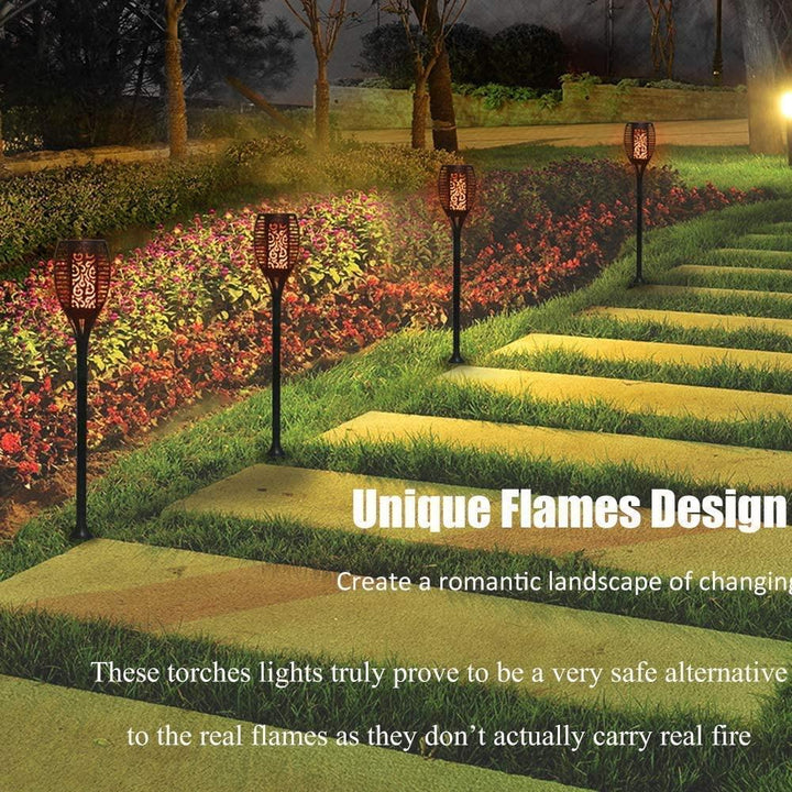 Set 12 x Lampa solara tip torta cu efect flacara 51.5 cm - Articole Iluminat