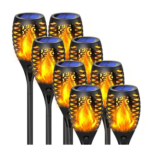 Set 12 x Lampa solara tip torta cu efect flacara 51.5 cm - Articole Iluminat