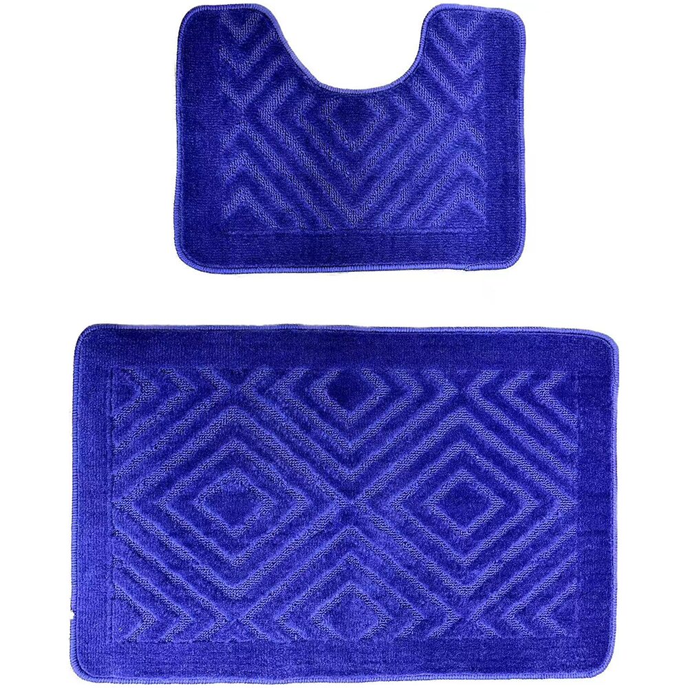 Set 2 covoare baie HAUSBERG HB-H435BL material textil 46x72/46x35 cm Albastru