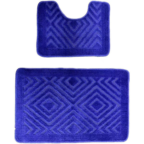 Set 2 covoare baie HAUSBERG HB-H435BL material textil 46x72/46x35 cm Albastru