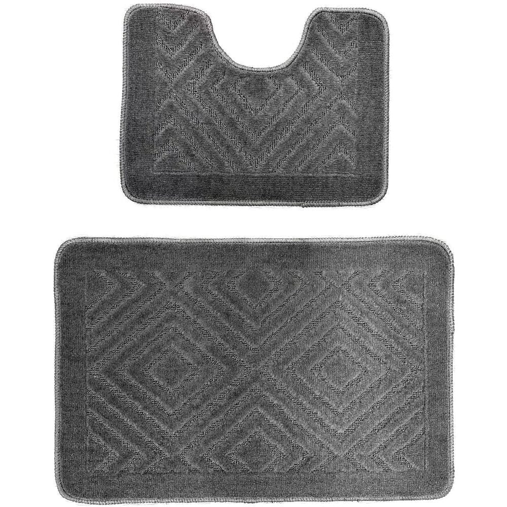 Set 2 covoare baie HAUSBERG HB-H435GR material textil 46x72/46x35 cm Gri