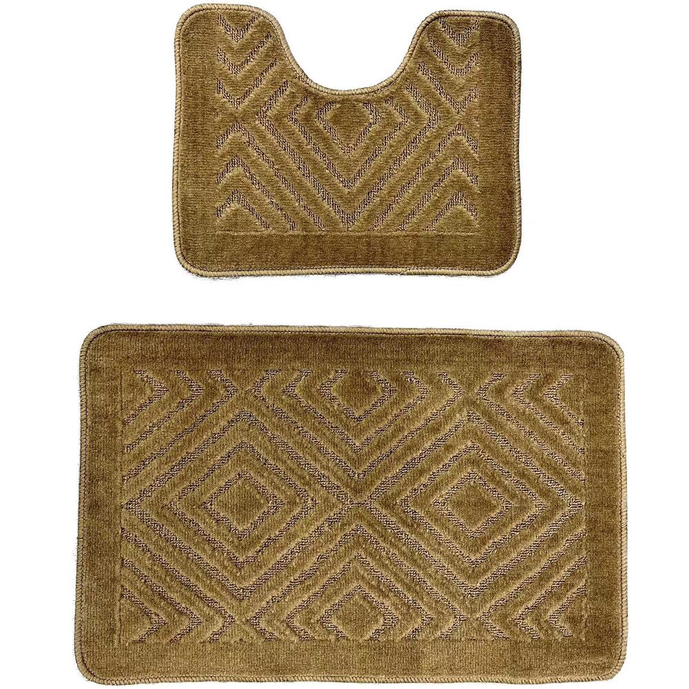 Set 2 covoare baie HAUSBERG HB-H435MR material textil 46x72/46x35 cm Maro