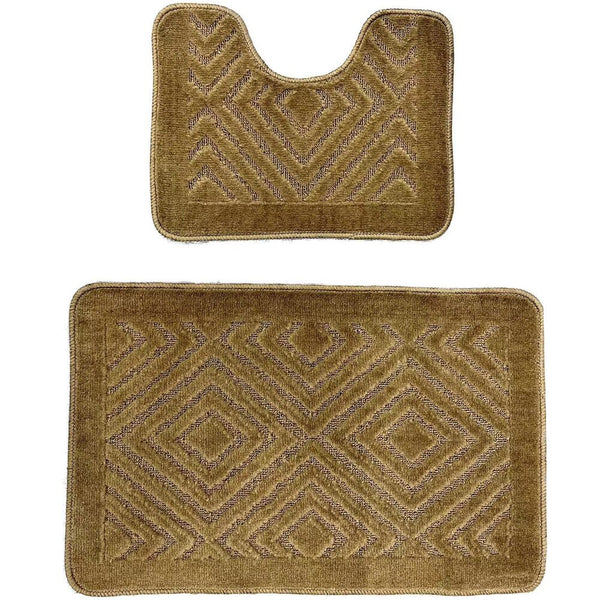 Set 2 covoare baie HAUSBERG HB-H435MR material textil 46x72/46x35 cm Maro