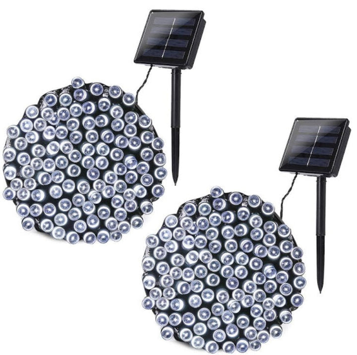 Set 2 x Decoratiune cu Incarcare Solara 100 LED 10 Metri - Alb Rece