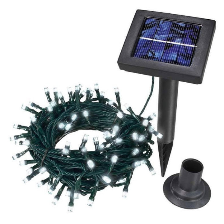 Set 2 x Decoratiune cu Incarcare Solara 100 LED 10 Metri - Alb Rece
