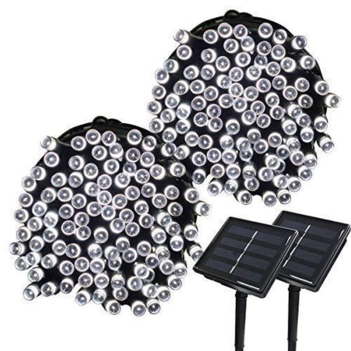 Set 2 x Decoratiune cu Incarcare Solara 100 LED 10 Metri - Alb Rece