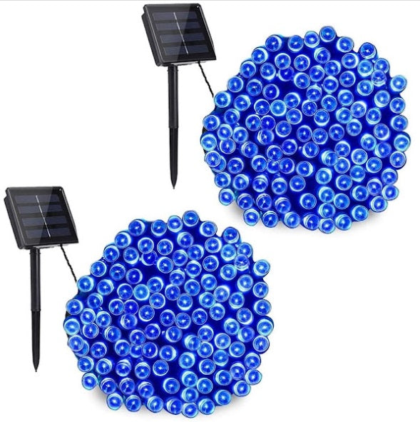 Set 2 x Decoratiune cu Incarcare Solara 100 LED 10 Metri - Albastru