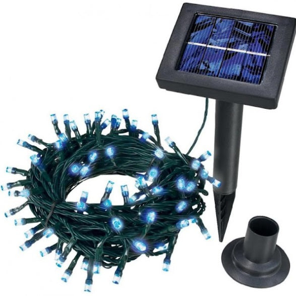 Set 2 x Decoratiune cu Incarcare Solara 100 LED 10 Metri - Albastru