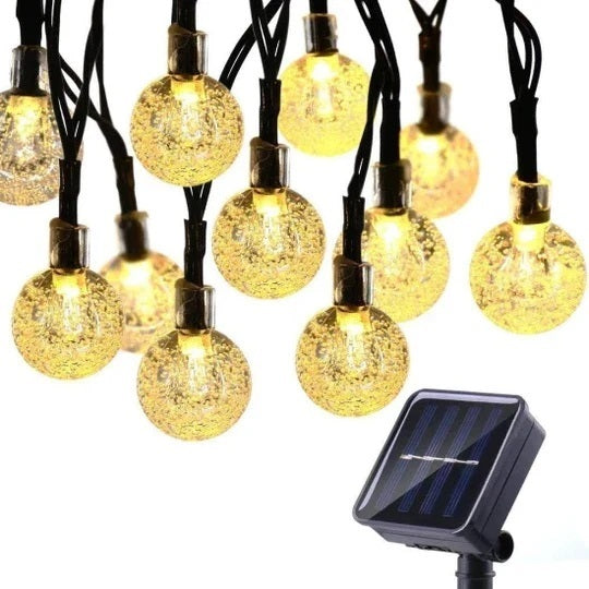 Set 2 x Decoratiune cu Incarcare Solara 5 Metri 30 Globulete - Alb Cald