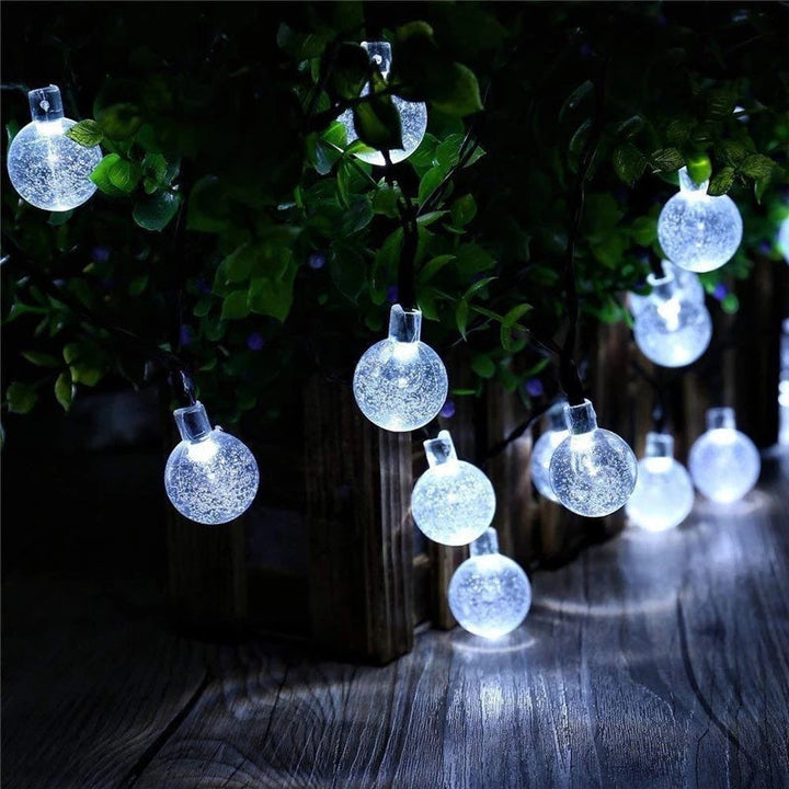 Set 2 x Decoratiune cu Incarcare Solara 5 Metri 30 Globulete - Alb Rece