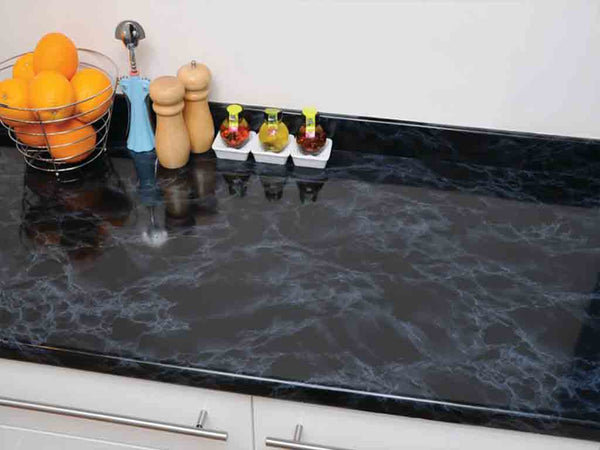 Set 2 x Folie autoadeziva neagra imitatie marmura 60 x 200 cm Autocolante