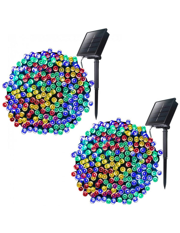 Set 2 x Decoratiune cu Incarcare Solara 100 LED 10 Metri - Multicolor
