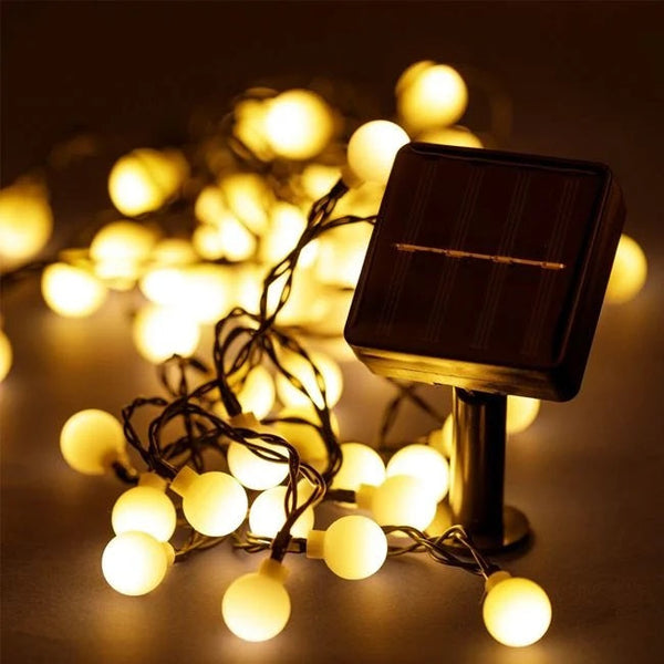 Set 2 x Decoratiune cu Incarcare Solara 5 Metri 30 Globulete - Alb Cald