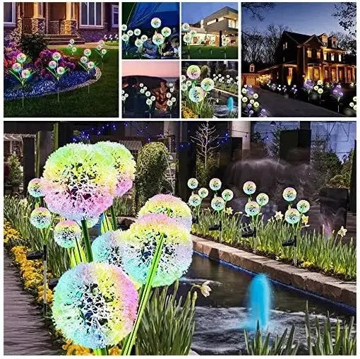 Lampa solara LED decoratiune gradina in forma de papadie cu LED-uri colorate si celula solara
