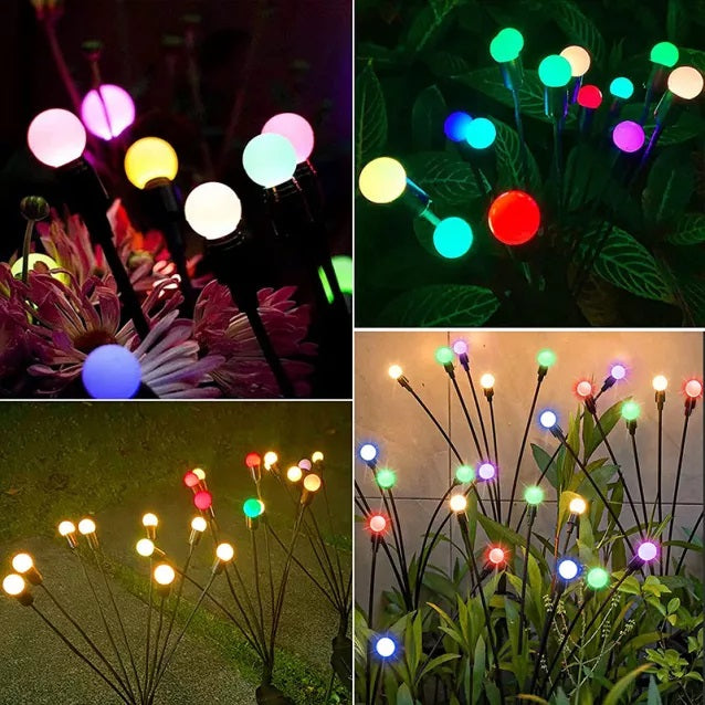 Set 2 x lampa solara pentru gradina cu bulbi - multicolor - Lampi Solare