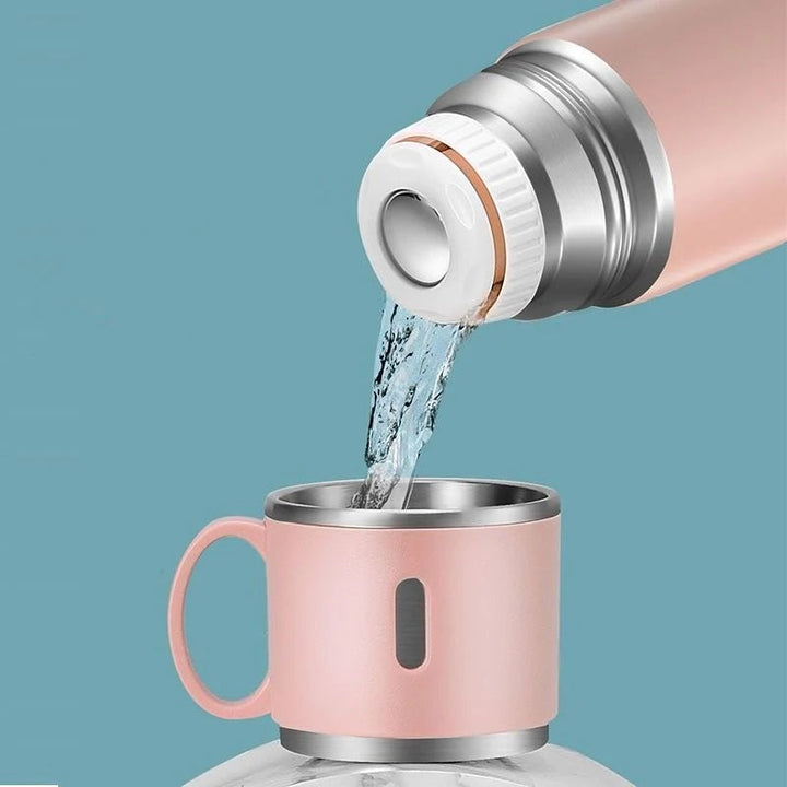 Set 3 piese: Termos 500 ml + 2 cesti otel inoxidabil - Articole Bucatarie