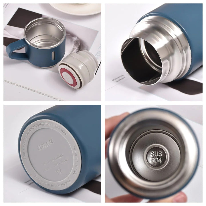 Set 3 piese: Termos 500 ml + 2 cesti otel inoxidabil - Articole Bucatarie