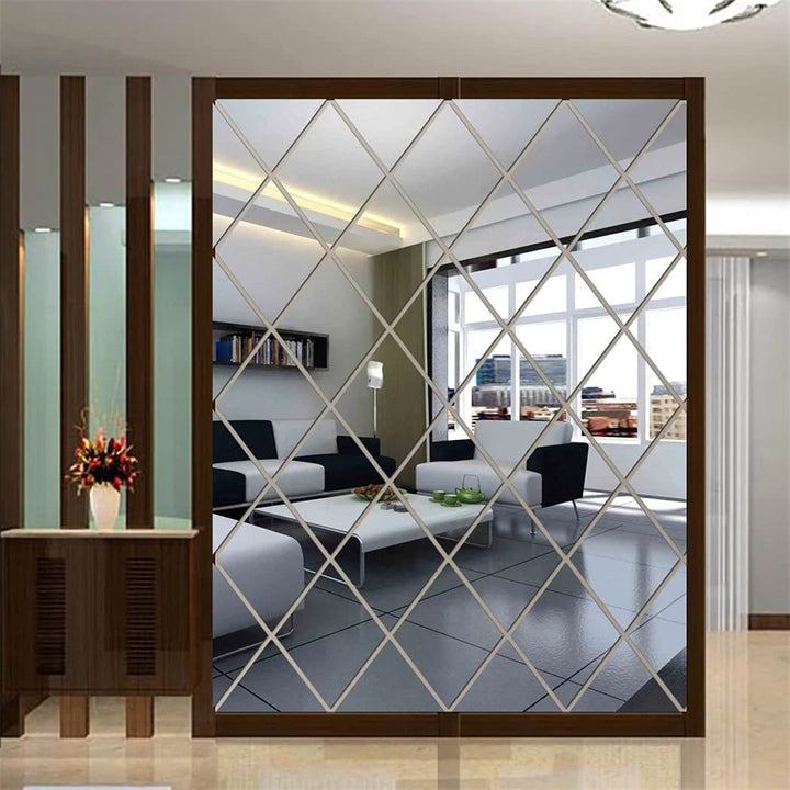 Set 32 oglinzi acrilice autoadezive 50x100 cm Argintiu - Autocolante