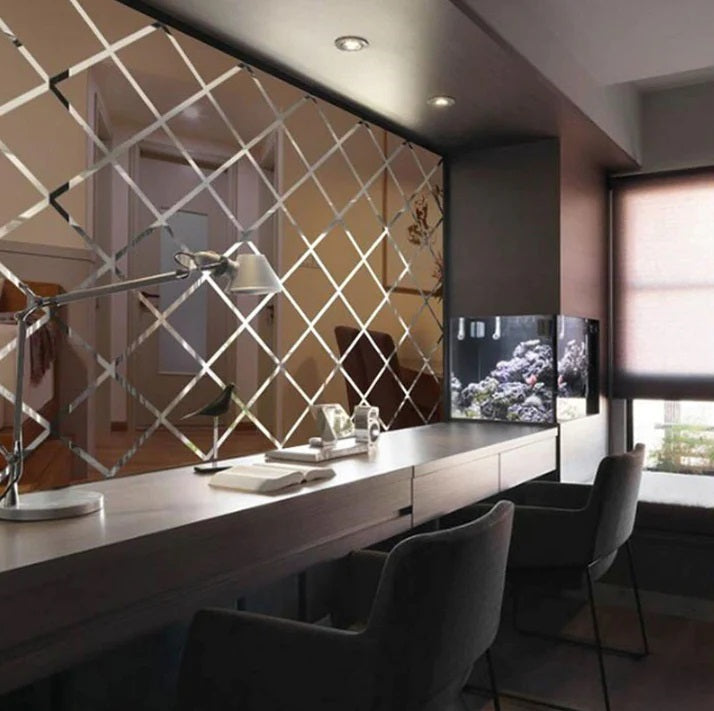 Set 32 oglinzi acrilice autoadezive 50x100 cm Argintiu - Autocolante