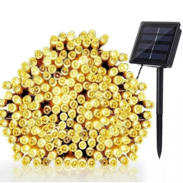 Set 4 x Decoratiune cu Incarcare Solara 100 LED 10 Metri Alb Cald