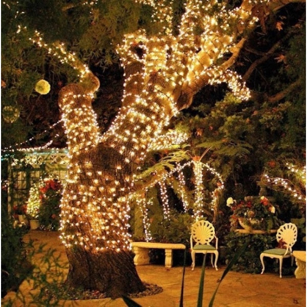 Set 4 x Decoratiune cu Incarcare Solara 100 LED 10 Metri Alb Cald