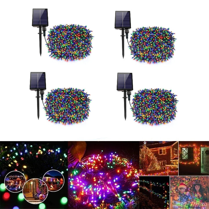 Set 4 x Instalatie cu Incarcare Solara 100 LED 10 Metri - Multicolor
