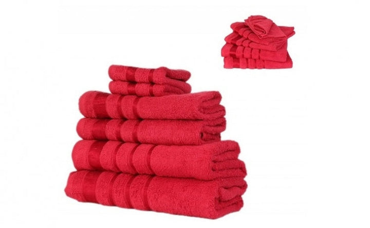 Set 6 prosoape din bumbac pakistanez pieptanat Rosu Articole Casa
