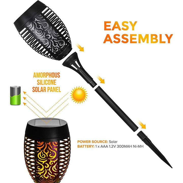Set 8 x Lampa solara tip torta cu efect flacara 51.5 cm - Articole Iluminat